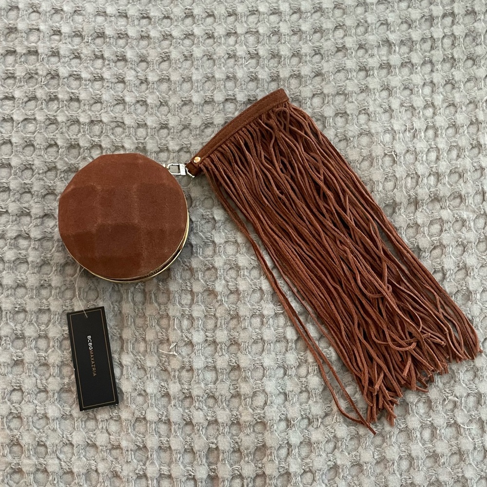 BCBGMAXAZRIA Kora Cow Suede Faceted Clutch NWT